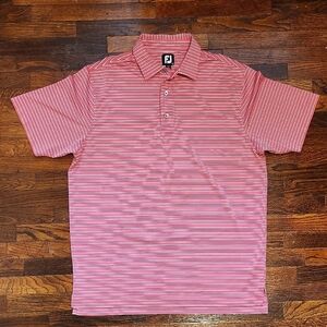 FootJoy Pink Stripe Polo Golf Beach Outdoor Shirt Outdoor Preppy Large Vacation